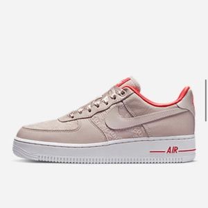 Nike Air Force 1 '07 Women’s Size 8 Fossil Stone/Laser Crimson/White